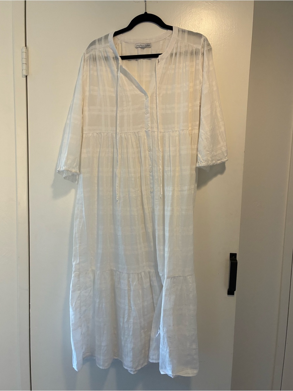 Young Fabulous & Broke White 100% Cotton Gauze Button Front Tiered Maxi Dress M